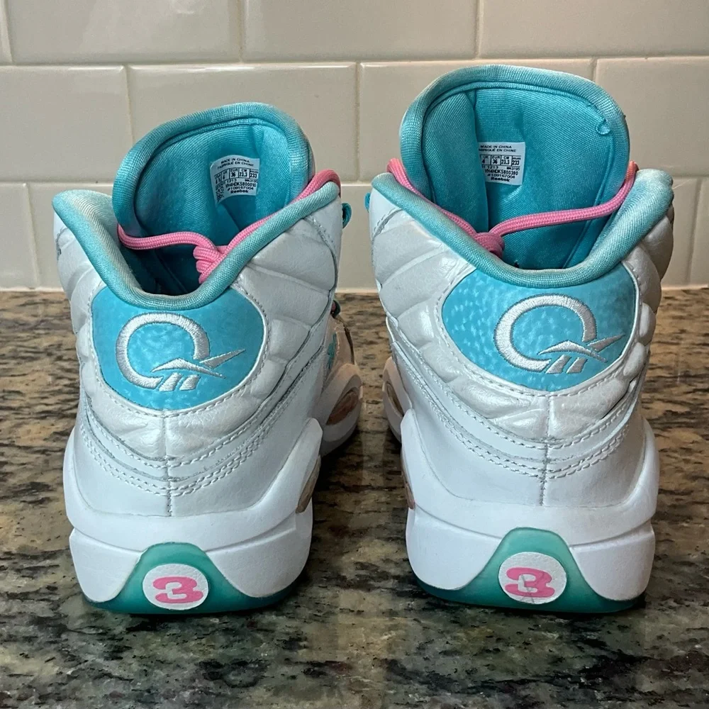 Reebok Question Mid 'Lemon Zest' Size 4.5 Girls - Picture 3 of 7
